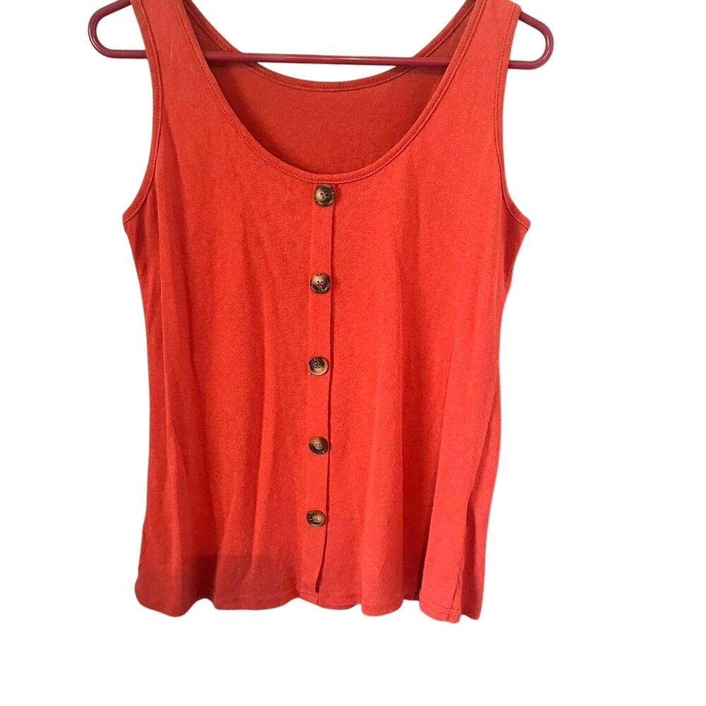 Orange shein button up tank top